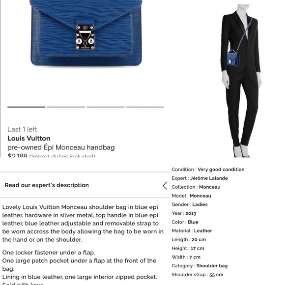 Louis Vuitton Monceau bag in Epi Leather - Picture 7 of 9
